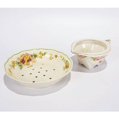 Royal Doulton Wattle and Rose Strainer Bowl and Jug