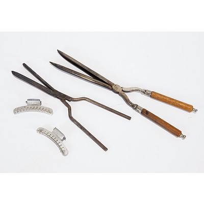 2 X Curling Tongs (Marcel and Unnamed) and 2 Perfect Wave Setter Clips