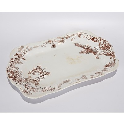 Large Meat Platter in Doulton Burslem Wattle Pattern in Brown. Stamped F.G.& Co Sydney. Smalls Cracks Underneath Consistent with Use