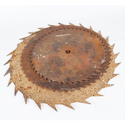 3 X Circular Saw Blades From Farm Saw: 75 cm Diam Rip Saw; 60 cm Diam Crosscut Saw and 50 cm Diam Crosscut Saw