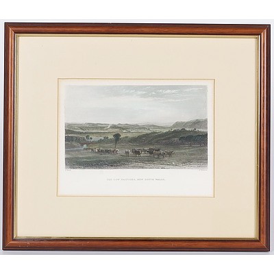  'The Cow Pastures, New South Wales', Framed Hand Coloured Engraving C.1874 By John Skinner Prout 