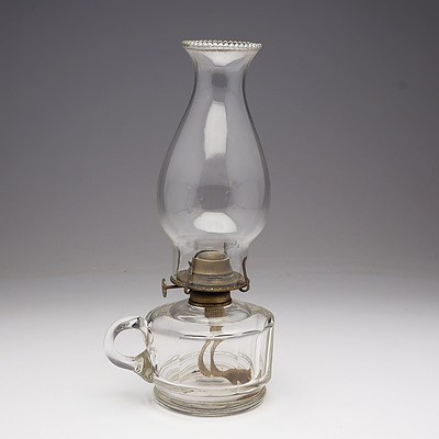 Clear Glass Faceted Finger Oil Lamp