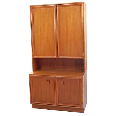 Retro Teak Wall Unit with Flatware Drawer 