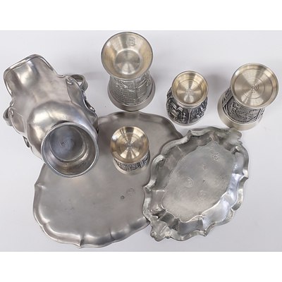 Collection of Pewter, Including Zinn Gegossen, Selangor and More