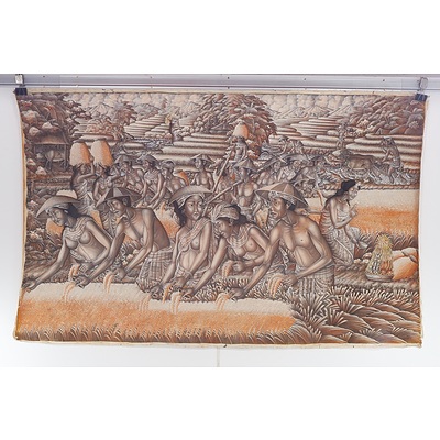 Balinese Painting, Tempera on Linen, Signed Kerip, Penestanan Kelod (Ubud)