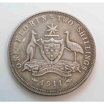 Australia: Sterling Silver Florin 1911 Rare!