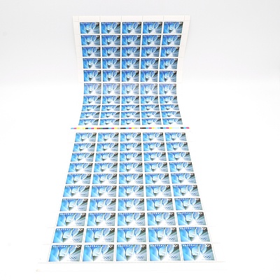 Sheet of 100 Australian 30c Stamps, Los Angeles Olympics 1984