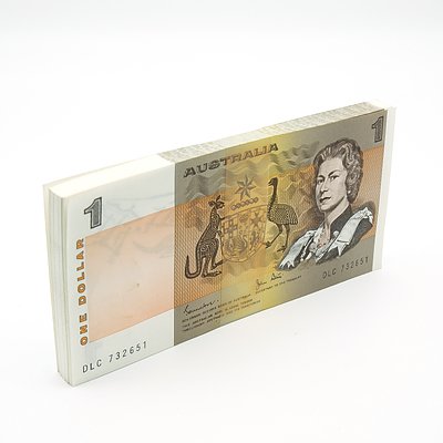 100 Consecutively Numbered Uncirculated Johnston/ Stone $1 Notes