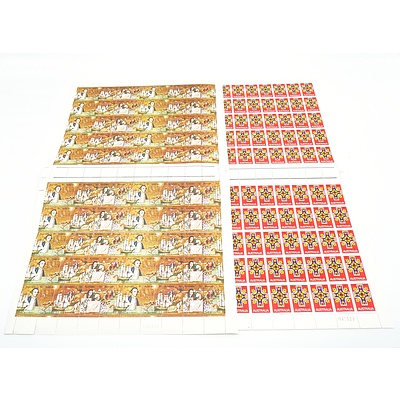 Sheet of 100 Australian 25c Stamps, Christmas 1967 and Sheet of 100 Australian 5c Stamps, Cook Bicentenary