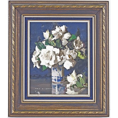 Alan Baker (1914-1987) White Camellias, Oil on Board