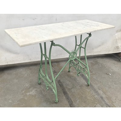 White USA Sewing Table with Marble Top