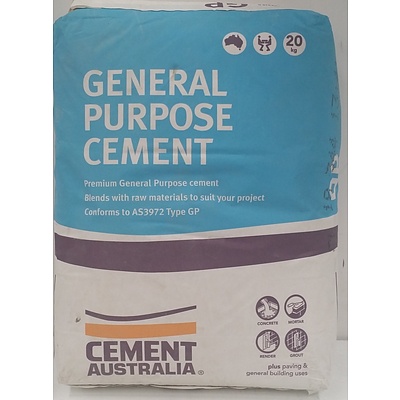 Cement Australia General Purpose Cement 20kg Bags - Lot of Eight - New