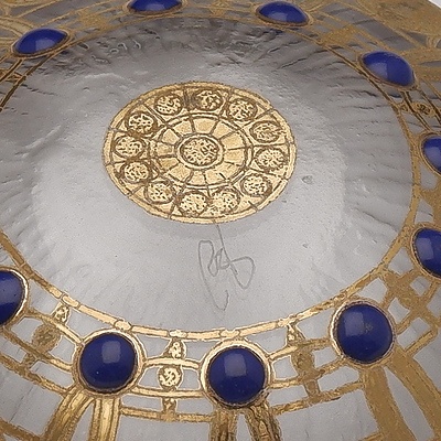 Peter Crisp (1959-) Three Glass Dishes, Including One with Applied Enamel and Gilt