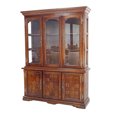 Quality US Made Drexel Furniture Classic Georgian Style Cabinet with Parquet Door Panels and Brass Hardware