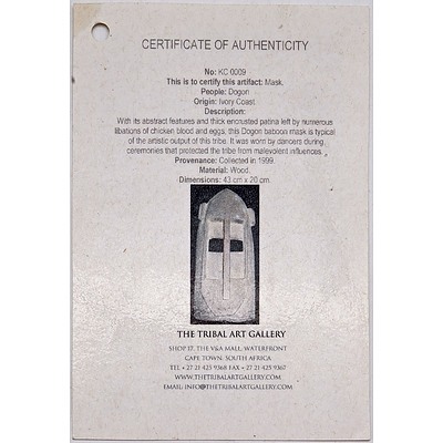 Baboon Mask, Dogon Tribe, Central Plateau Mali