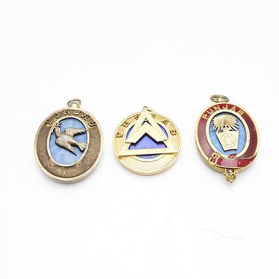 Three Gilt and Enamel Masonic Jewels Including One Hallmaked Sterling, Punjab India