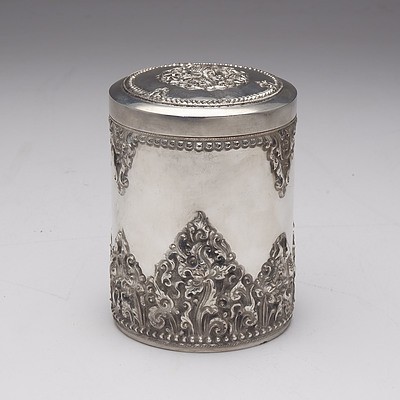 Indonesia Yogya Silver Heavily Repousse  Decorated Container, 190g