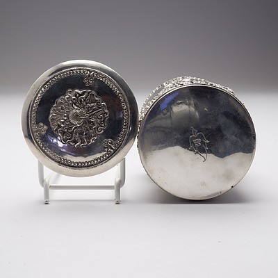 Indonesia Yogya Silver Heavily Repousse  Decorated Container, 190g