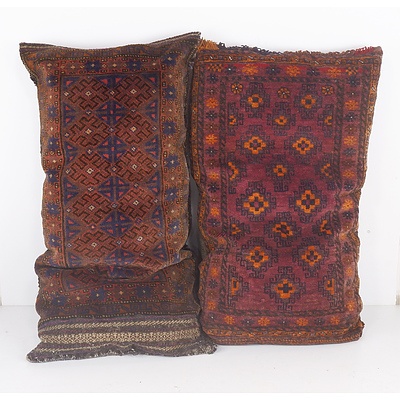 Two Hand Woven Afghan Full Wool Pile Saddle Bag Cushions