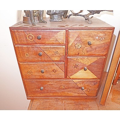 Japanese Export Marquetry Inlaid Trinket Chest of Small Proportions, Circa 1900