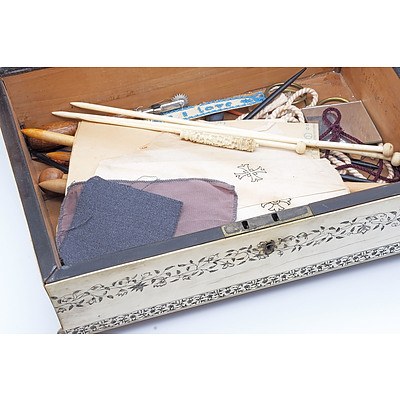 Impressive Anglo Indian Vizagapatam Ivory Embellished Sewing Box, Early to Mid 19th Century
