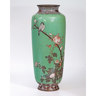 Impressive Japanese Cloisonne Enamel Vase, Meiji Period (1868-1912)