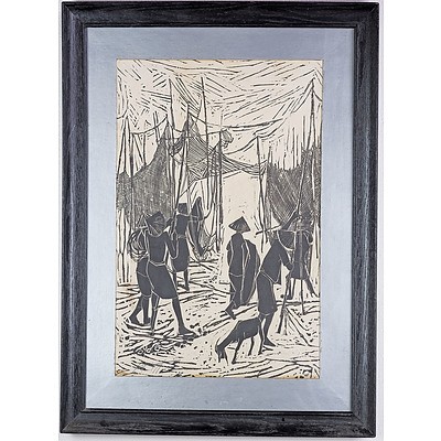 YONG CHENG WAH (Malaysian 1943-2017) Large Format Woodcut 1964