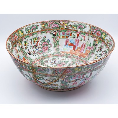 Chinese Export Famille Rose Punch Bowl, Late 19th Century