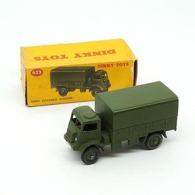 Vintage English Dinky Toys 623 Army Covered Wagon in Original Box