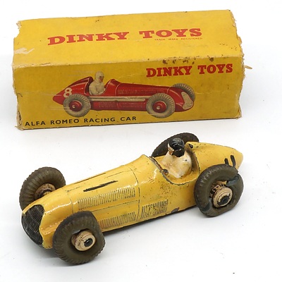 Vintage English Dinky Toys Alfa Romeo Racing Car with Original Box
