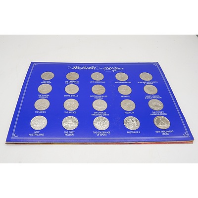 A Set of Commemorative Coins for the Marriage of Princess Diana and the Queen Mothers 80th Birthday in Folder and Australian 200 years Commemorative Medals in Folder