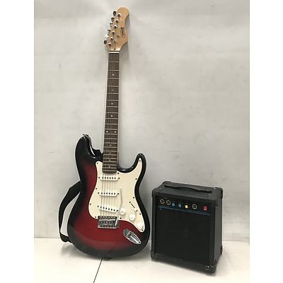 Weconic Electric Guitar with Shoulder Strap and Guitar Amp