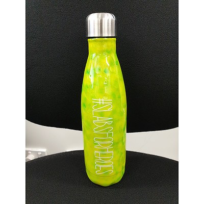 Customised drink bottle with #SLABSFORHEROES logo I