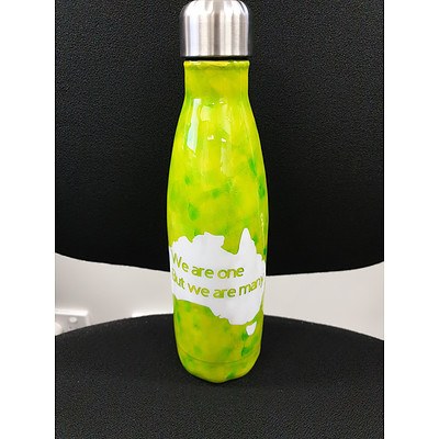 Customised drink bottle with #SLABSFORHEROES logo I