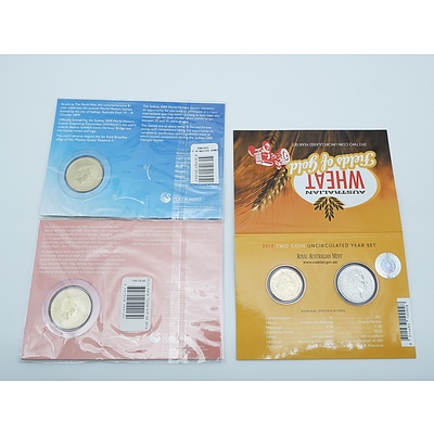 Three Uncirculated Coin Sets, Including 2012 Wheat - Fields of Gold, 2009 World Sydney Masters, and 2012 Celebrate Australia