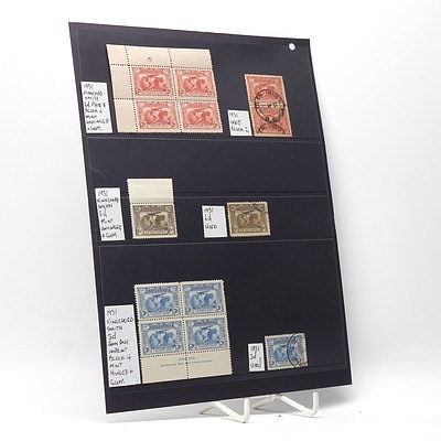 1931 Kingsford Smith 2d Block of Four Stamps, 1931 Kingsford Smith 3d Block of Four Stamps and More