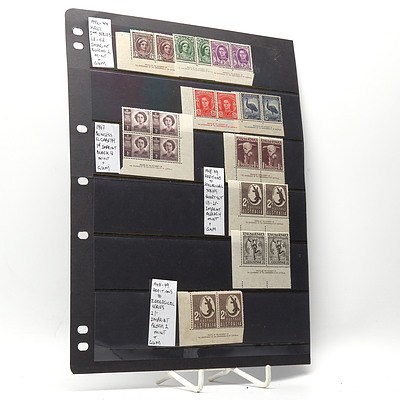 1947 Princess Elizabeth 1d Block of Four Stamps, 1948-49 Aboriginal Art 2/- Stamps and More