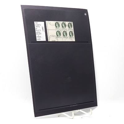 1955 Queen Elizabeth 5d Error Block of Six Stamps