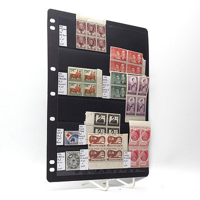 1953 Settlement of Tasmania 3 1/2d Bock of Six Stamps, 1955 Rotary International 3 1/2d Block of Four Stamps and More