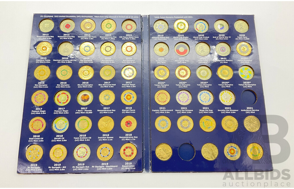 Australian Two Dollar Coin Collector Folder with 37 Coins