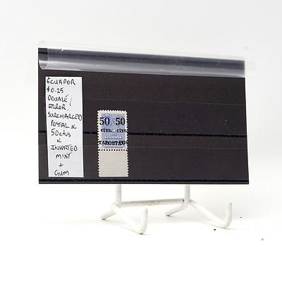 Ecuador $0.25 Double Error Surcharged Postal and 50ctvs, Gum