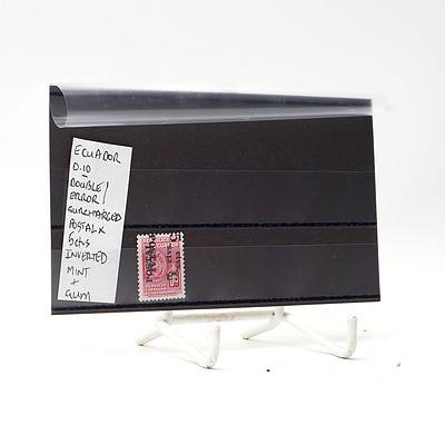 Ecuador 0.10 Double Error Surcharged Postal and 5ctvs Inverted, Gum