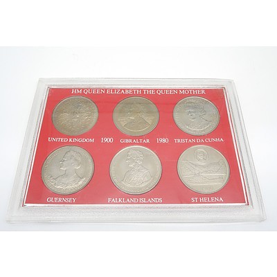1900-1980 HM Queen Elizabeth II 80th Birthday Celebration of The Queen Mother Set of 6 Uncirculated Large Crown Coins