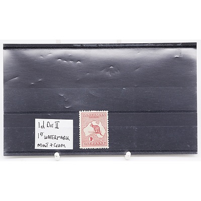 Single 1D Die II Red 1st Watermark One Penny Stamp