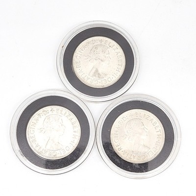Three Australia 1954 Royal Visit Silver Florins