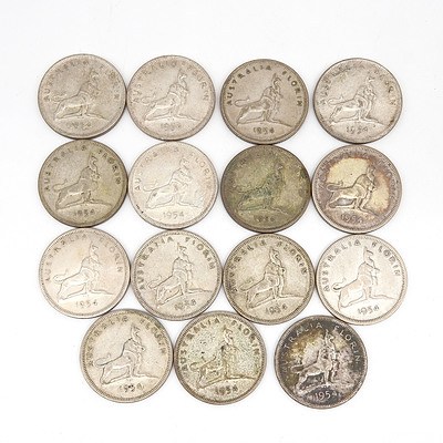 Fifteen Australia 1954 Royal Visit Silver Florins