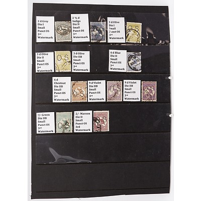 Sheet with Ten Small Puncture OS 3rd Watermark Stamps