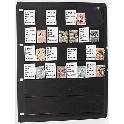 Sheet with Eleven Small Puncture OS 1rd Watermark Stamps