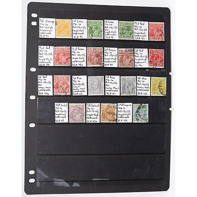 Sheet with Fifteen 1926-30 SG Small Multi Watermark Stamps