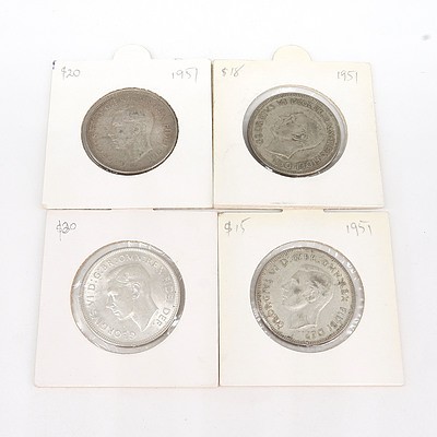 Four Australian 1951 Federation Jubilee Florins